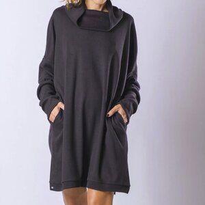 Yogi8 Oversized Turtleneck Sweatshirt Dress Black Size Small Medium